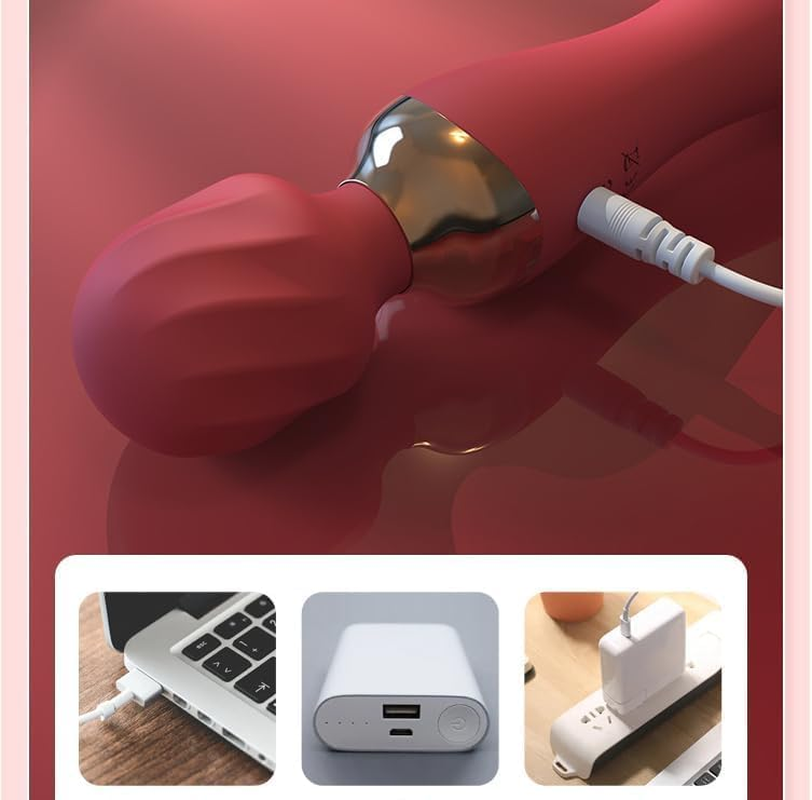 Strong Vibration Silent 10 Modes Powerful Bullet Wand Portable Soft Silicone Ball Personal Bullet Massager for Female Pleasure, Vibrator AV Wand Heating 10 Frequency Vibration Massage Stick Female Masturbator (Red) image number 4