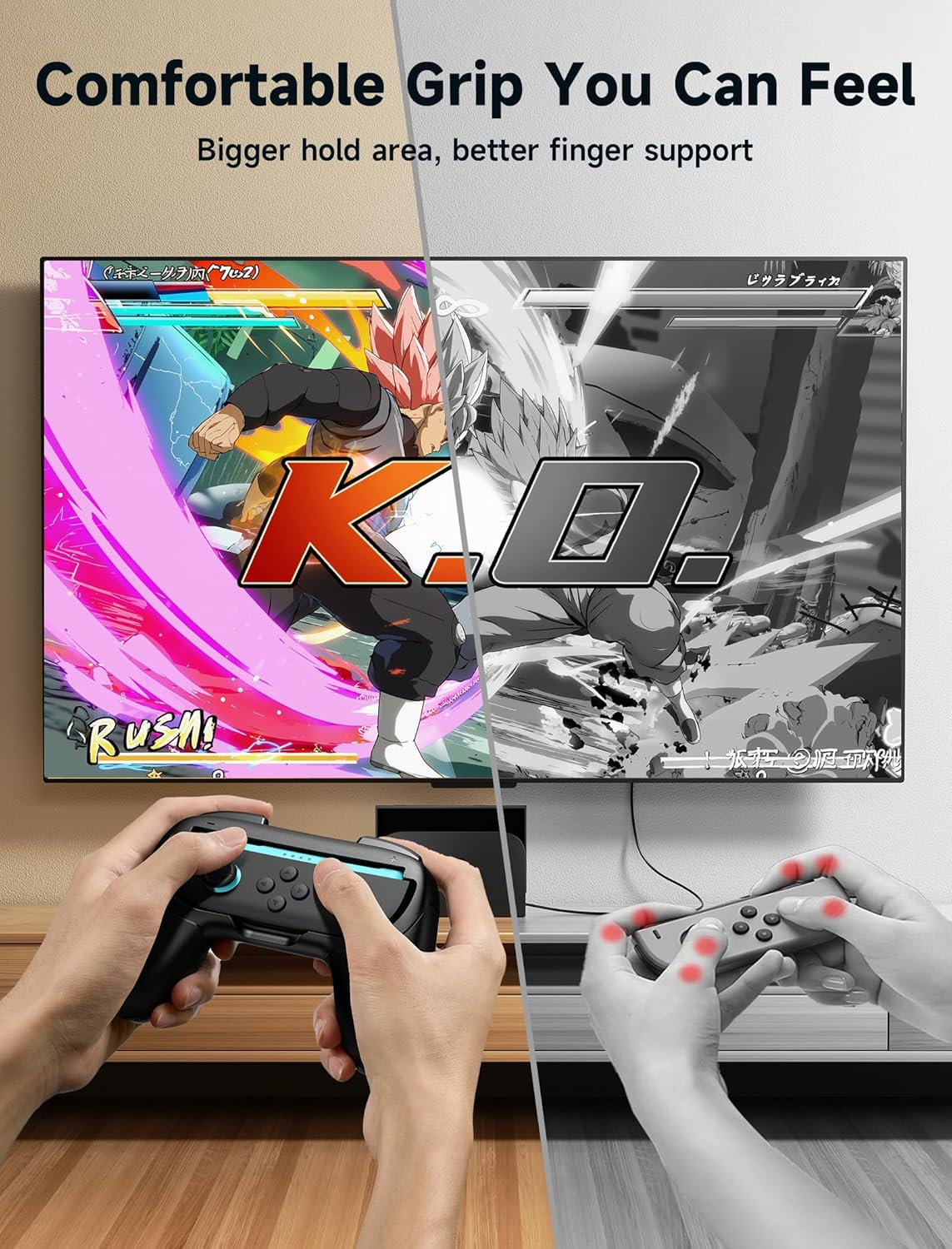 JSAUX 2-Pack Grip Compatible with Joycon Nintendo Switch 2 (2025) Controllers, Handle Hand Grip Case Kit for Joy Cons (Black) image number 3