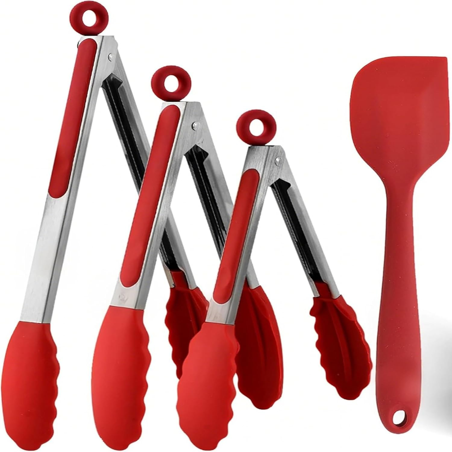 GHQHSQ Tongs for Cooking - Heat Resistant 600 Degrees Stainless Steel Kitchen Tong,Heavy Duty Metal Locking Tongs - Perfect for Food,Salad and BBQ Set of 4 (7",9" and 12") image number 6