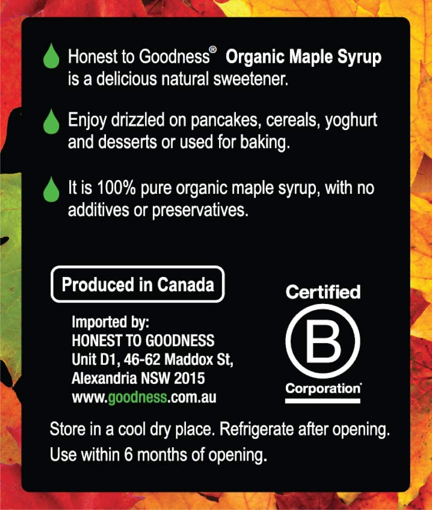 Honest to Goodness Organic Grade a Dark Robust Maple Syrup 1 Litre image number 6