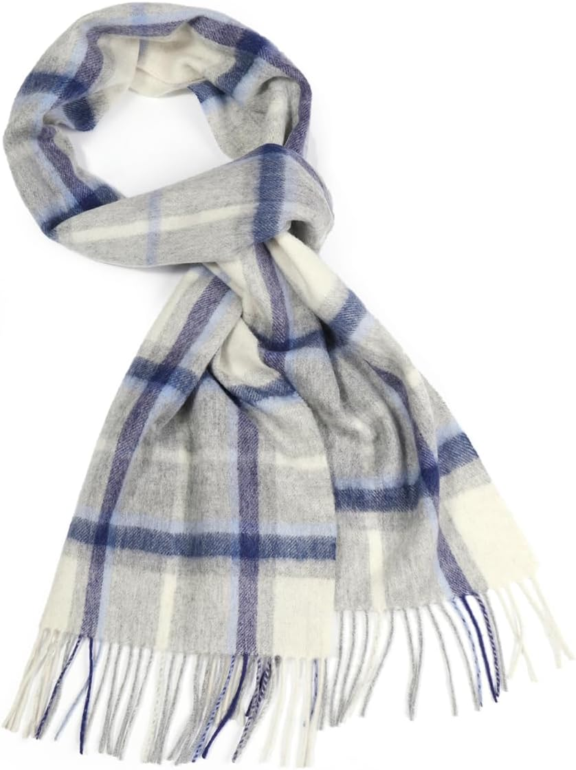 WAMSOFT Wool Winter Scarf Plaid Scarf Soft Warm Tartan Checkered Striped Fashion Scarf Classic for Women Men Scarves - Black/Gray image number 3