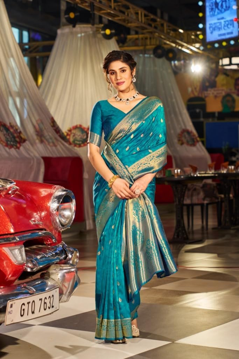 SWORNOF Womens Kanjivaram Banarasi Silk Saree Patola Saree image number 3