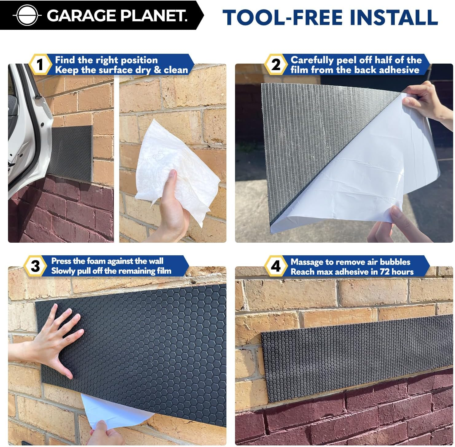 Garage Planet H1 Garage Wall Protector Car Door Wall Protector, Tool-Free, Designed in Australia (Black) image number 5