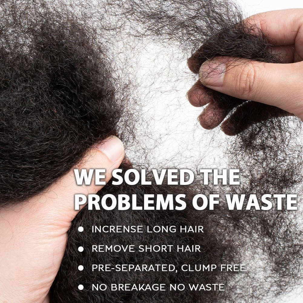 FASHION IDOL Afro Kinkys Bulk Real Hair for Dreadlock Extensions 10 Inches 1 Pack 50 G Natural Black Loc Repair Afro Kinky Braid Real Hair for Locs 1.8 Oz (Natural Black, per 16 Inches) image number 6