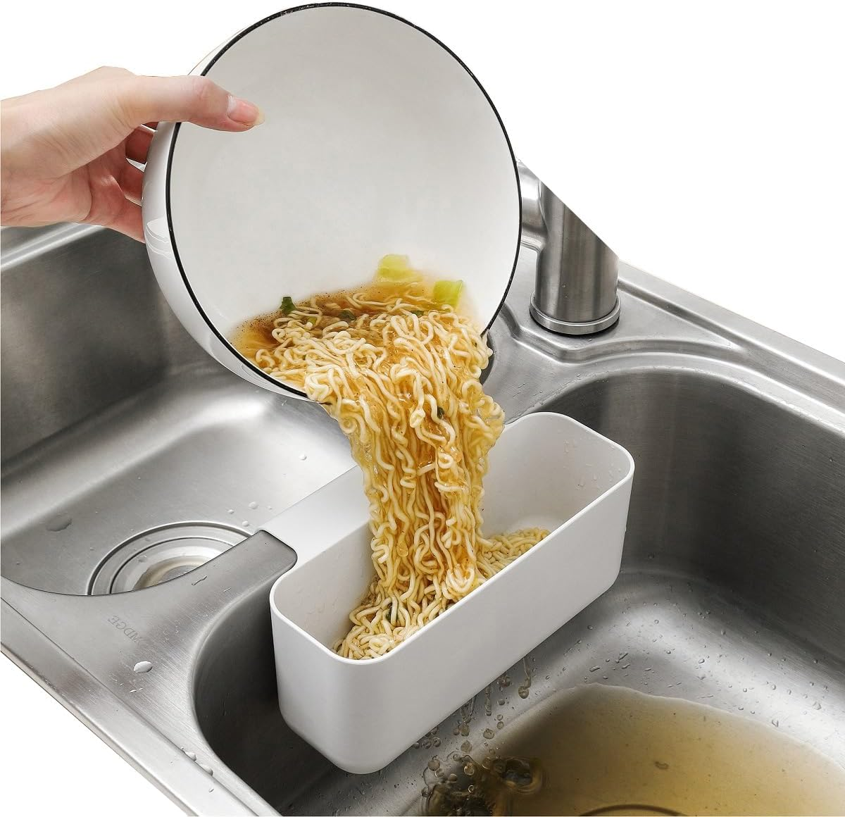 Sink Drain Strainer Basket Kitchen Sink Strainer Sink Food Catcher Kitchen Food Residue Waste Leftovers Strainer over Sink Triangle Swan Cactus Suction Cup Corner Sink Strainer image number 3
