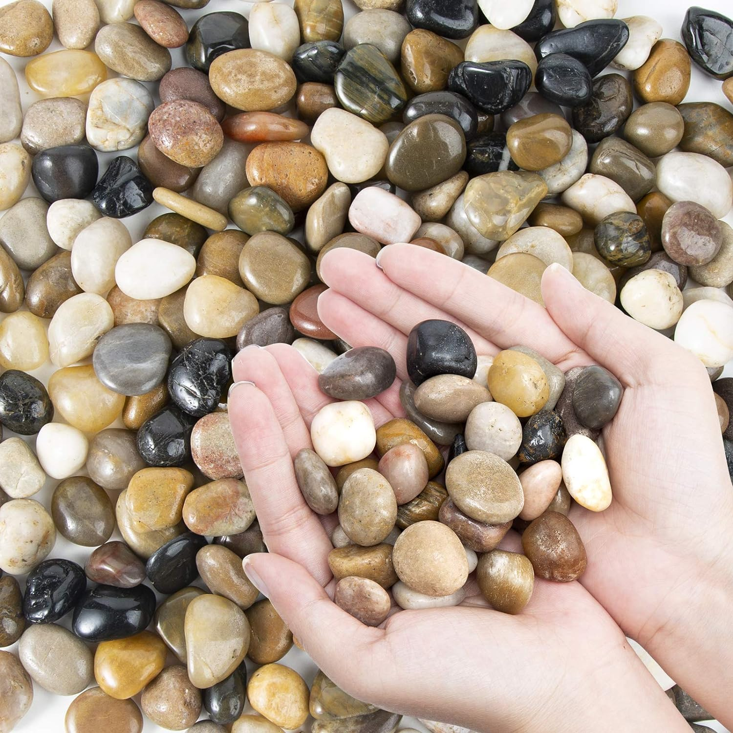 OUPENG Pebbles Polished Gravel, Natural Polished Mixed Color Stones, Small Decorative River Rock Stones 2 Pounds (32-Oz) image number 5
