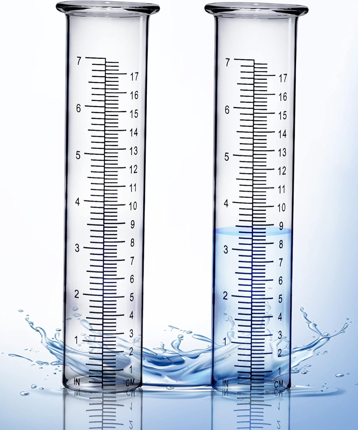 BIUWING Plastic Rain Gauge Replacement Tube, 5'' Capacity Rain Gauges Tubes for Yard Garden Outdoor Home, with Tube Brush. Best Rated, No Frost Freeze Crack, Not Fragile (2 Pcs)