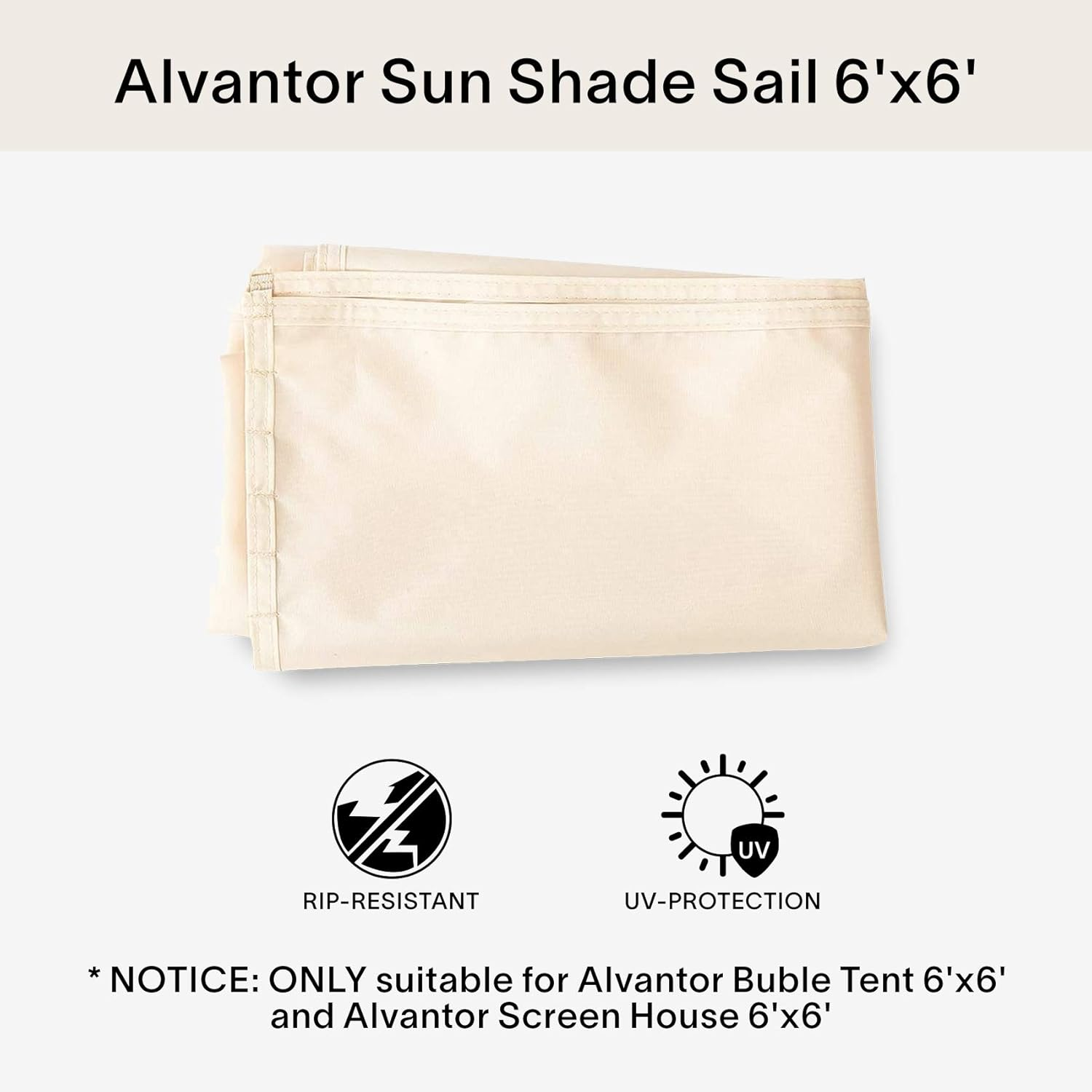 Alvantor Sun Shade Sail Canopy Covers UV Block for Alvantor Outdoor Backyard Screen House 6'X 6' & Bubble Tent 6'X 6&rsquo;, Pack of 2 image number 5