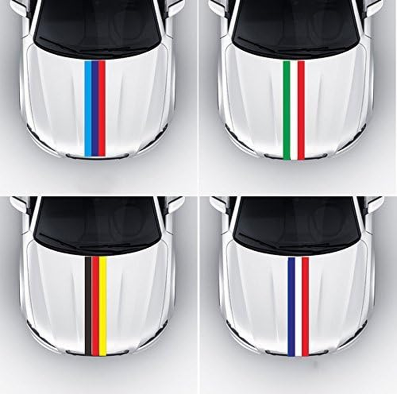 LZLRUN 6" Wide M-Colored Stripe Decal Sticker for BMW Hood, Front/Rear Bumpers, Side Fenders image number 1
