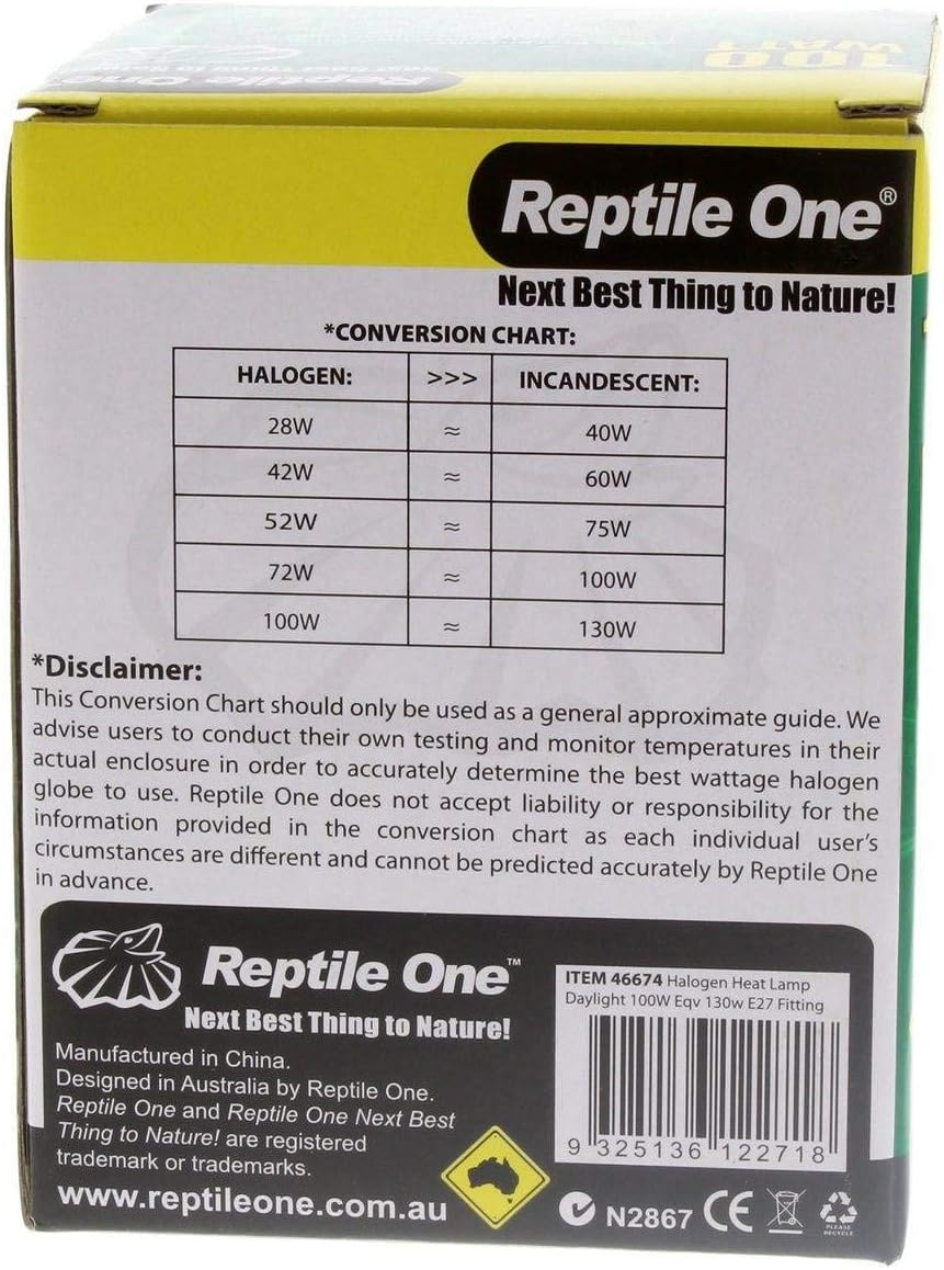 Halogen Heat Lamp Daylight 100W Eqv 130W E27 Kongs Reptile Light Vivarium Health image number 2