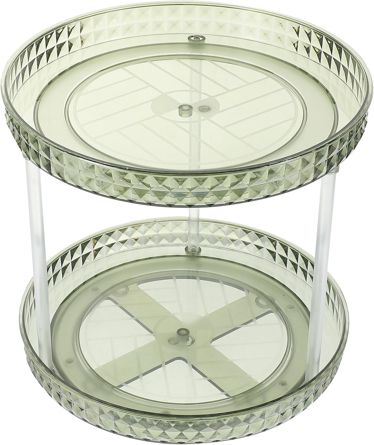 CATIEBYE Rotating 2 Tier Perfume Rack Green Cosmetic Tray Double Layer Makeup Organizer for Home Vanity Skincare Storage Display image number 4