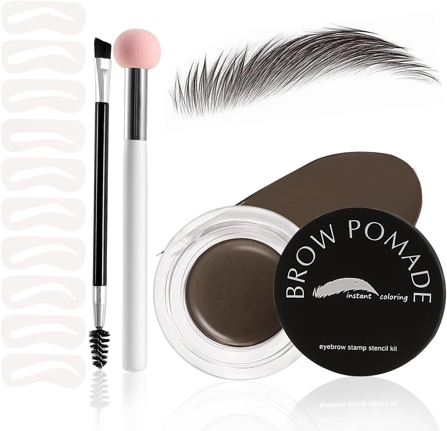 Boobeen Eyebrow Stencil Kit, Waterproof Eyebrow Pomade Gel, Defines Brow Cream, Brow Stamp Shaping Kit, Eyebrow Brush, Eyebrow Makeup for Women image number 1