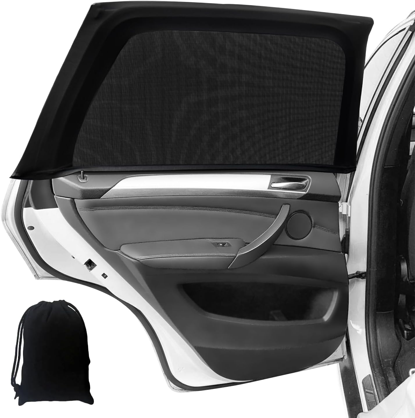 Ixtra Car Window Shades, 2 Pack Breathable Mesh Car Shades for UV Protection & Heat Block, Baby & Camping Use, Universal Fit for 99% Cars/Suvs, Anti-Glare Privacy Cover image number 1