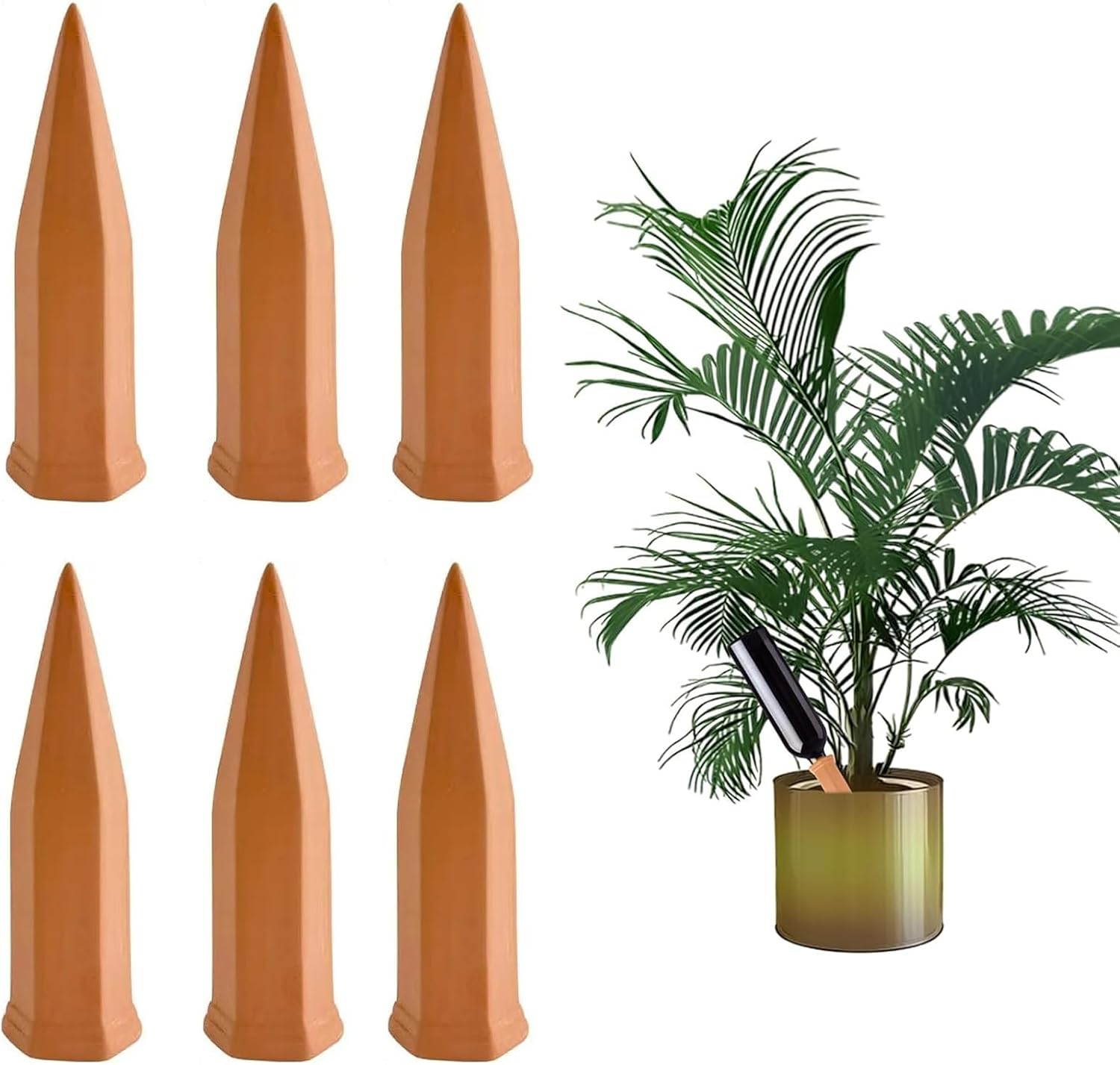 Self-Watering Plant Watering Devices, Terracotta Plant Watering Stakes, Automatic Slow-Release Water Drippers, Self Watering Vacation Irrigation Plant Spikes for Indoor & Outdoor Plants (6 Pack) image number 2