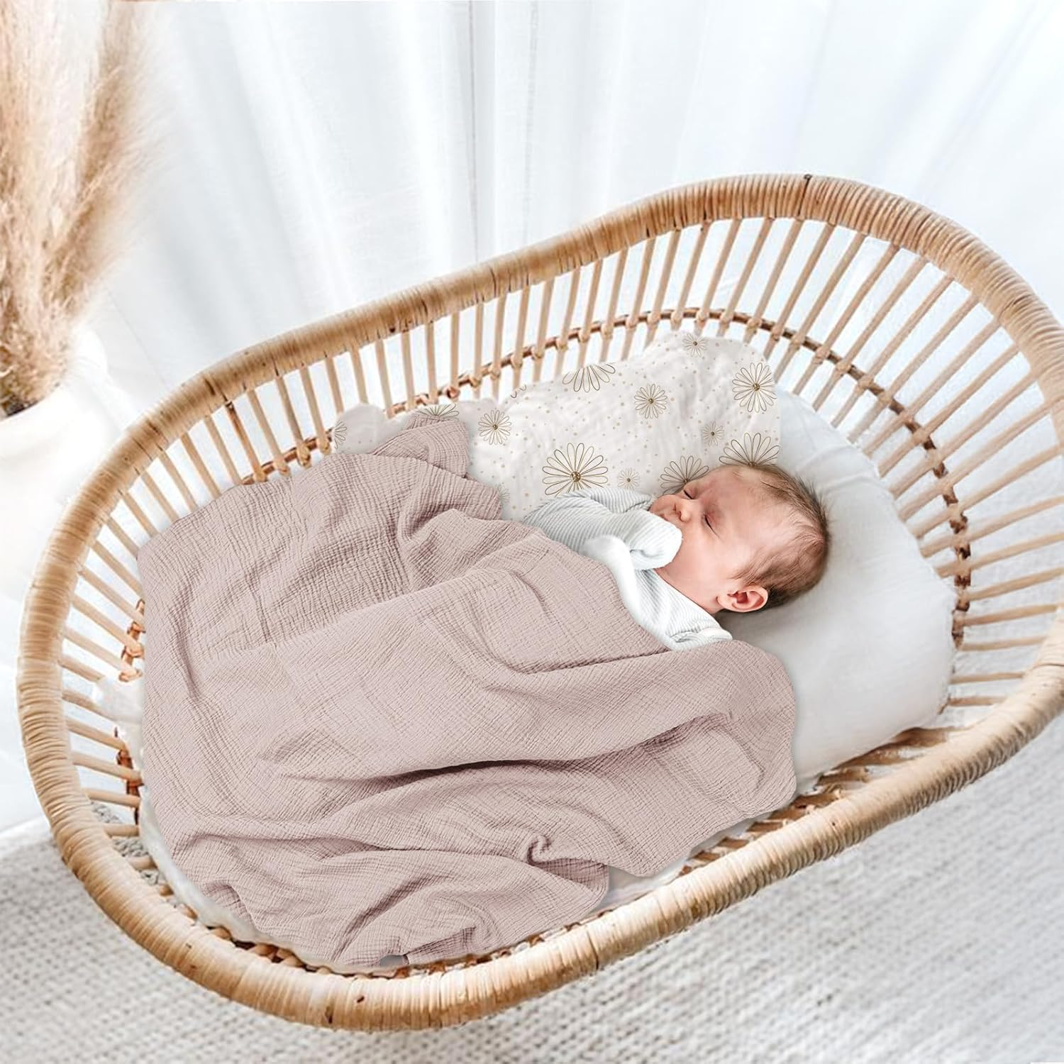 Lulumoon Baby Muslin Swaddle Blankets: Soft Receiving Blanket for Newborn - Cotton Swaddling Blanket for Neutral 3Pack image number 1