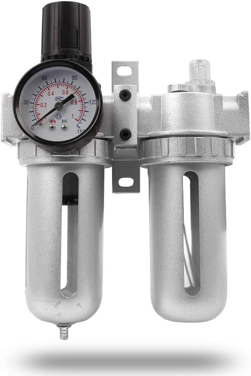 X-BULL Air Compressor Oil Lubricator Moisture Water Trap Filter Regulator with Mount
