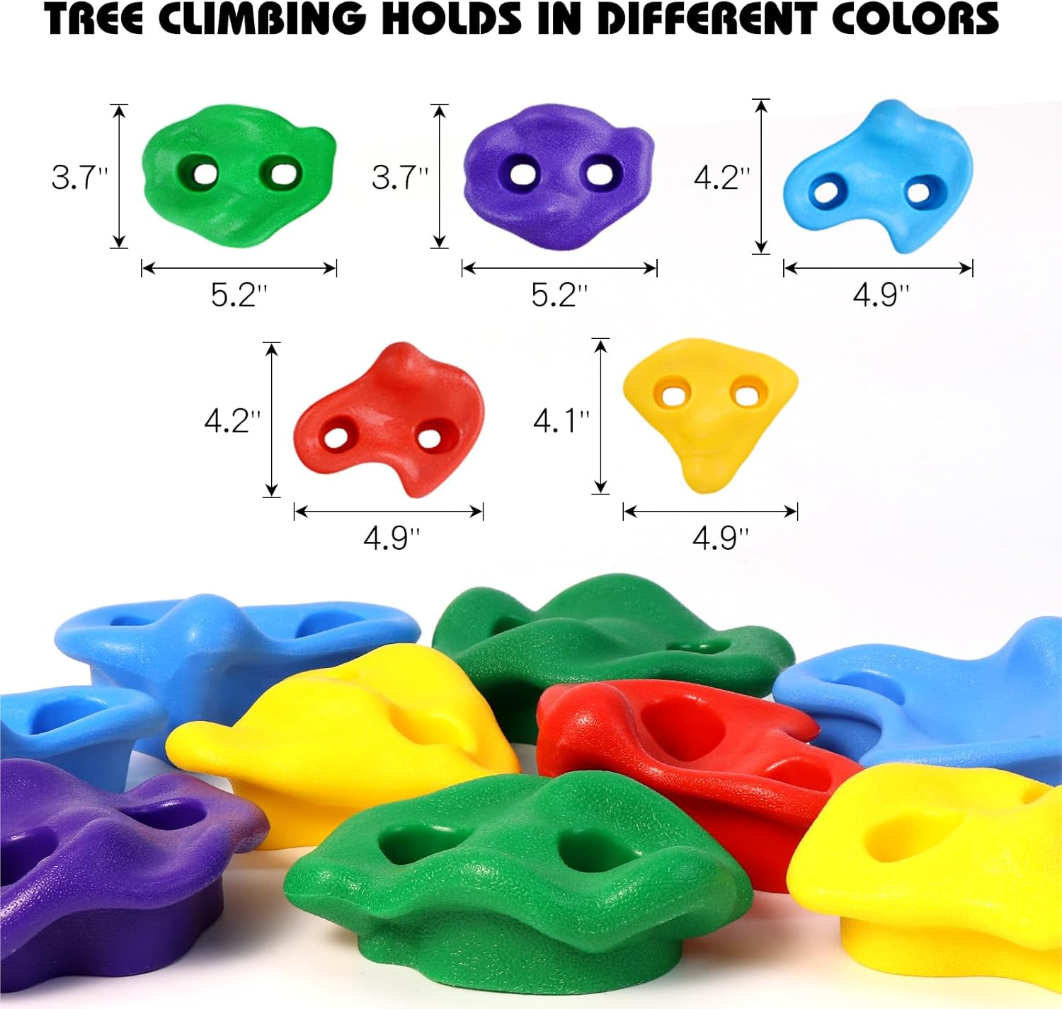 TOPNEW 12 Ninja Tree Climbing Holds for Kids Climber, Adult Climbing Rocks with 6 Ratchet Straps for Outdoor Ninja Warrior Obstacle Course Training image number 1