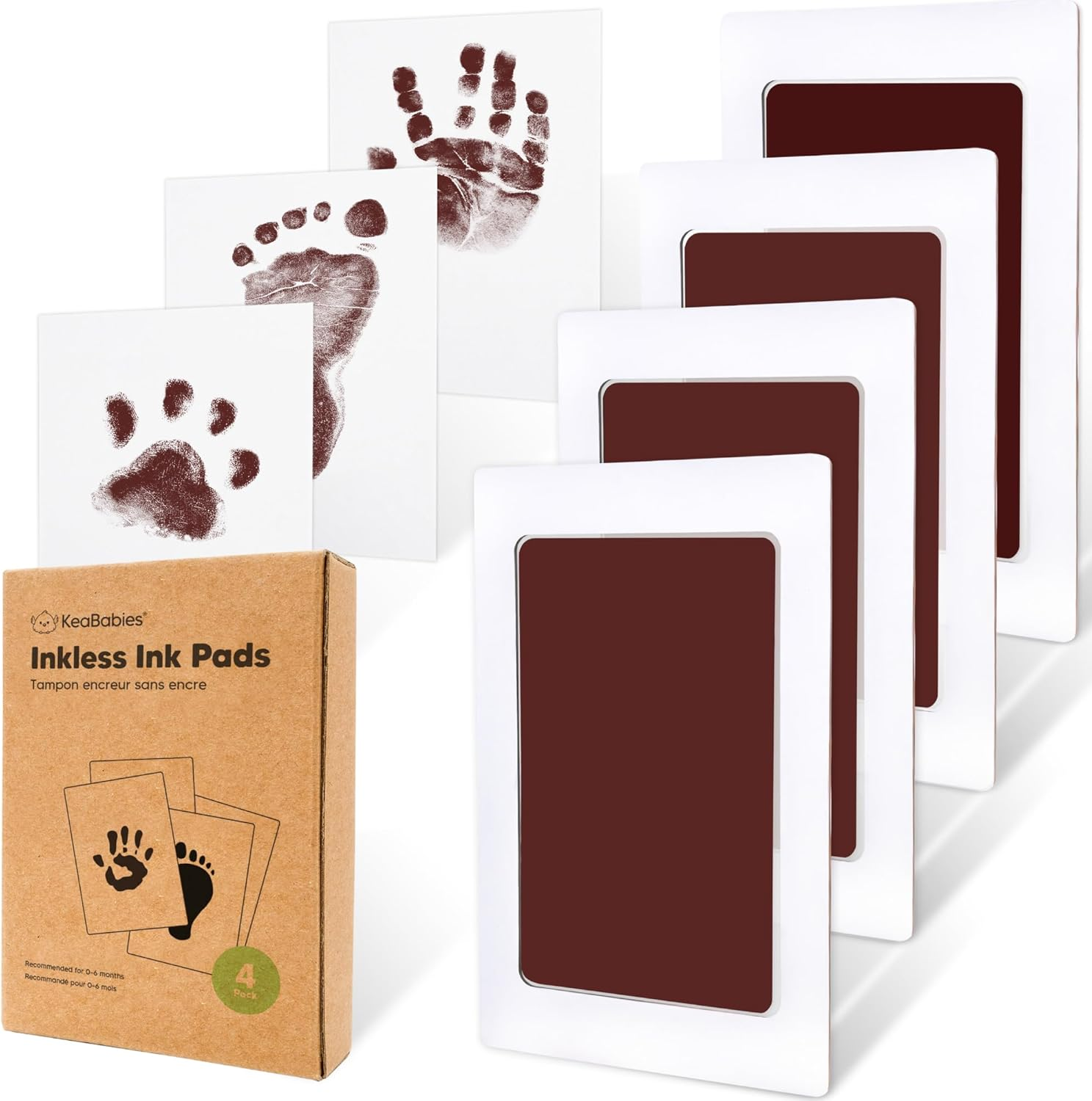 4-Pack Inkless Hand and Footprint Kit - Ink Pad for Baby Hand and Footprints - Dog Paw Print Kit, Dog Nose Print Kit - Baby Footprint Kit, Clean Touch Baby Foot Printing Kit, Handprint Kit (Jet Black)