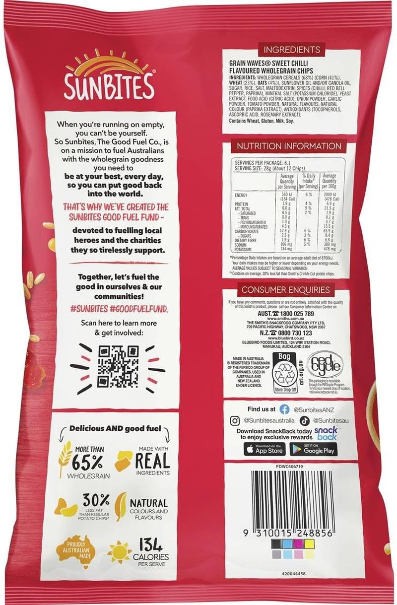 Sunbites Grain Waves Sunbites Sweet Chilli Crisps 170 G image number 1
