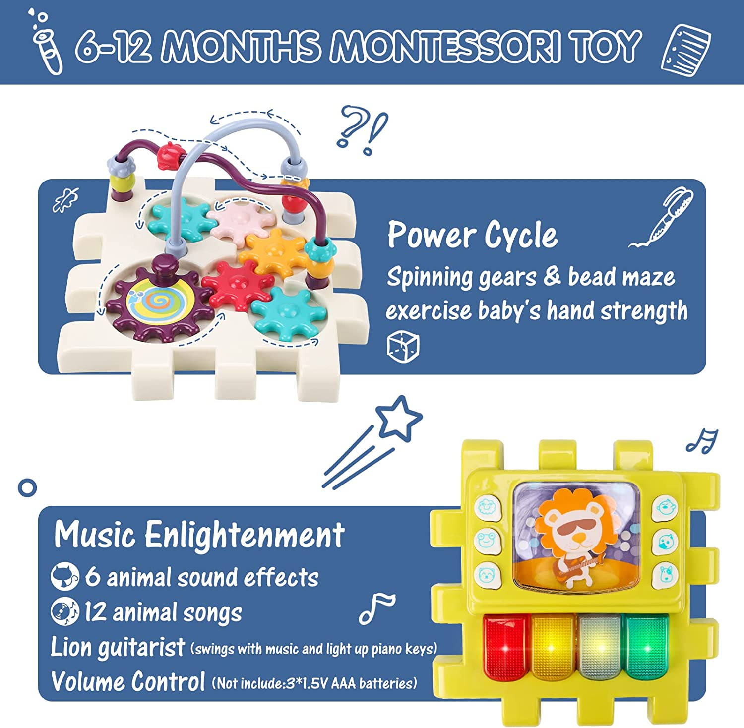 Qizebaby Baby Toys 12 to 18 Months 11-In-1 Activity Cube,Busy Learning Baby Musical Toy with Shape Sorter Toys，Kid Montessori Gifts for Toddler Boys Girls 1 2 3 Years Olds image number 4