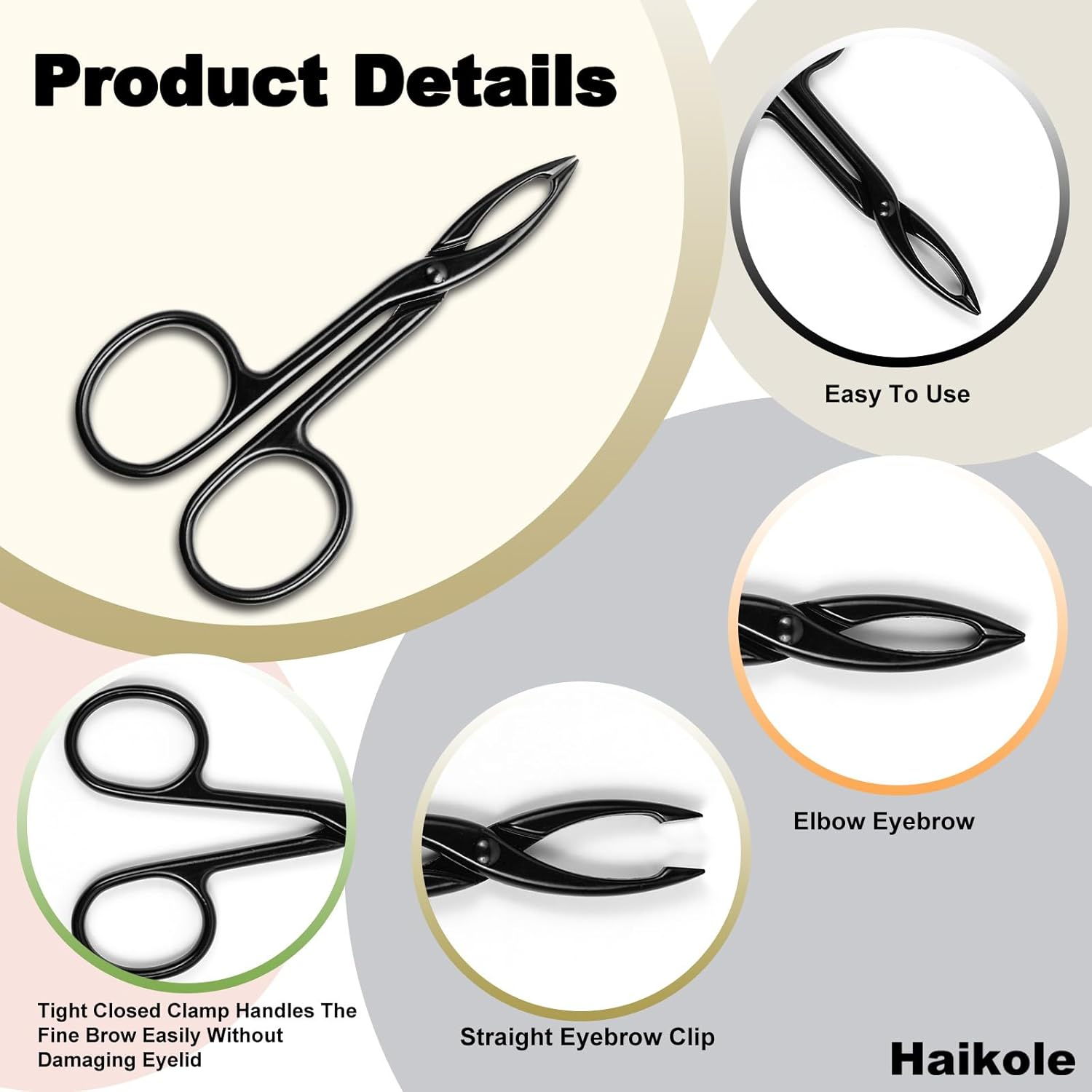 Haikole Tweezers for Women Facial Hair 3 Pieces Eyebrow Tweezers,Scissor Tweezers for Remover Facial Hair Eyebrows Care Wig Plucking,Scissor Handle Tweezers Scissors (A-3 Colors 3PCS) image number 4