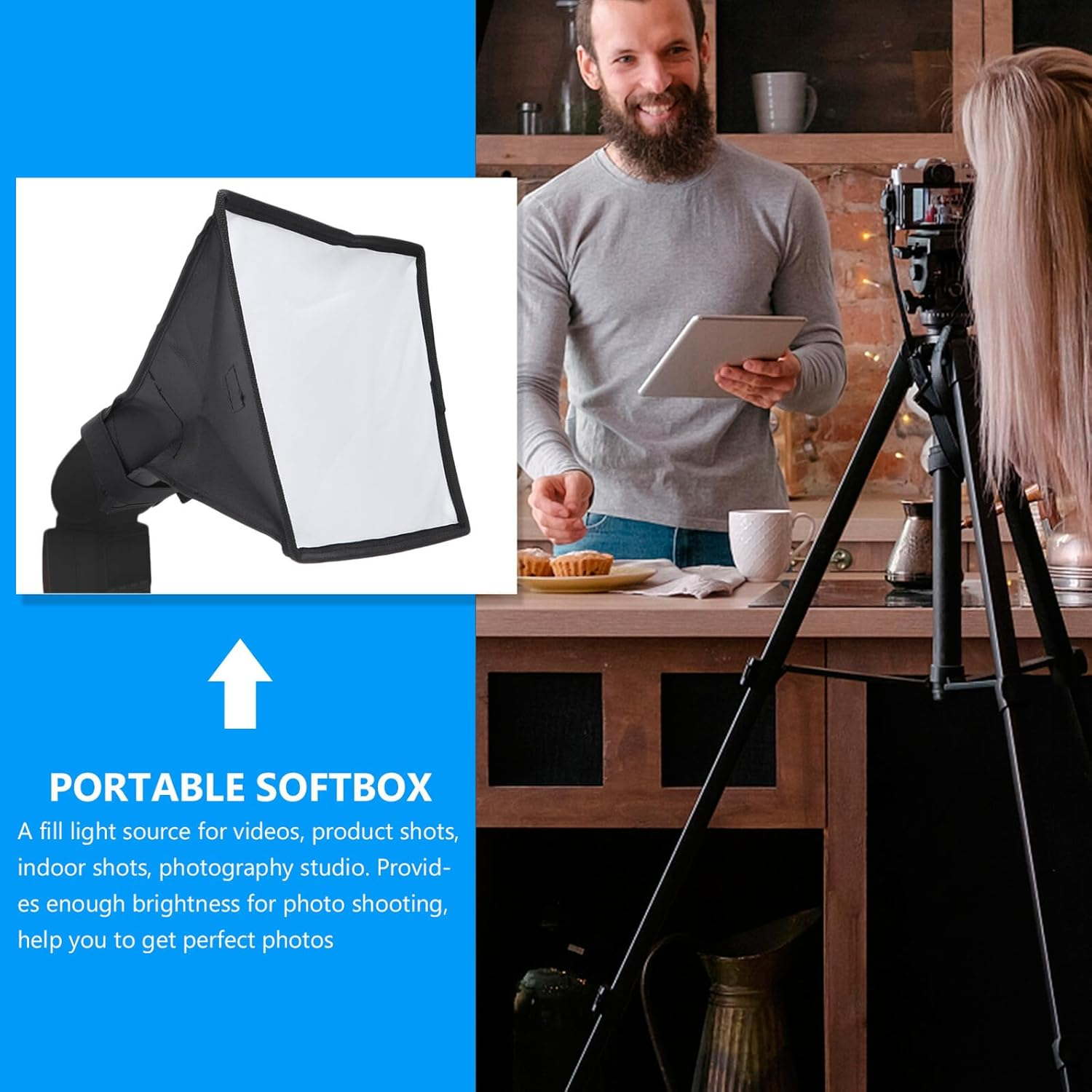 POPETPOP Photography Softbox 20X30Cm Portable Light Diffuser Photography Light Box with Flash Reflector for Studio Portrait and Product Photo Shooting image number 6
