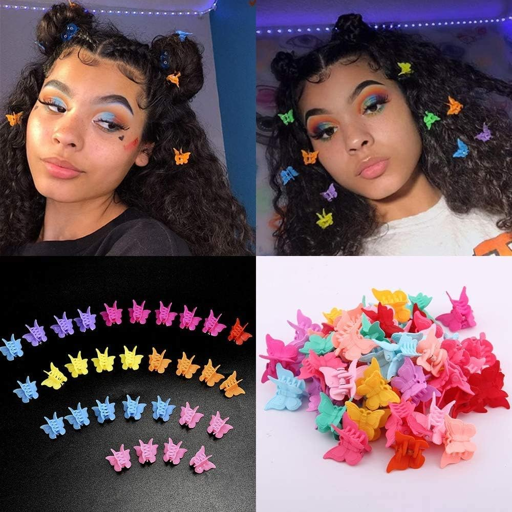 50 Pack Butterfly Hair Clips Pastel Mini Cute Accessories for 90S Girls Women, Matte Colors Assorted Color, Beautiful and Random Colour image number 5