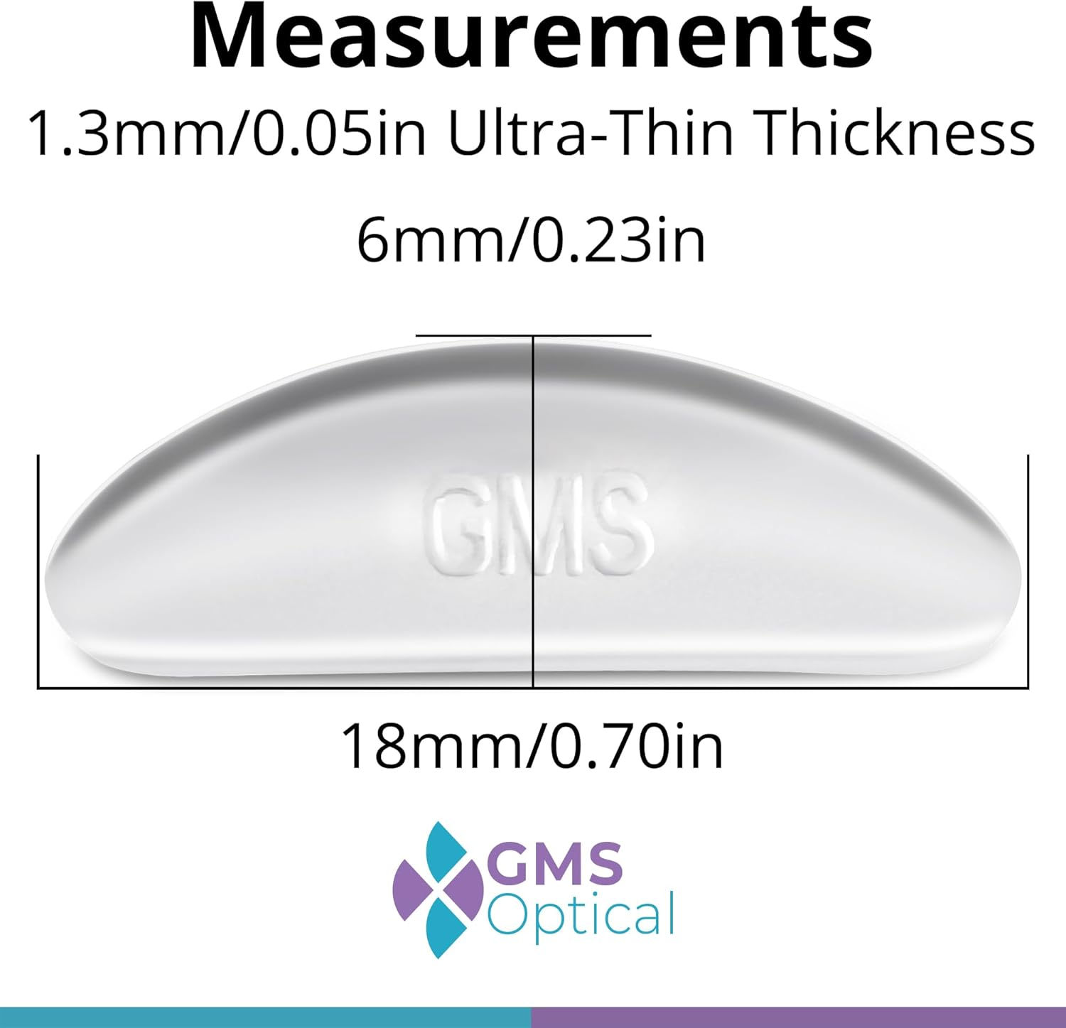 GMS Optical&reg; 1.3Mm Ultra-Thin Anti-Slip Adhesive Contoured Silicone Eyeglass Nose Pads with Super Sticky Backing - 5 Pair (Clear - 2 Pack) image number 1