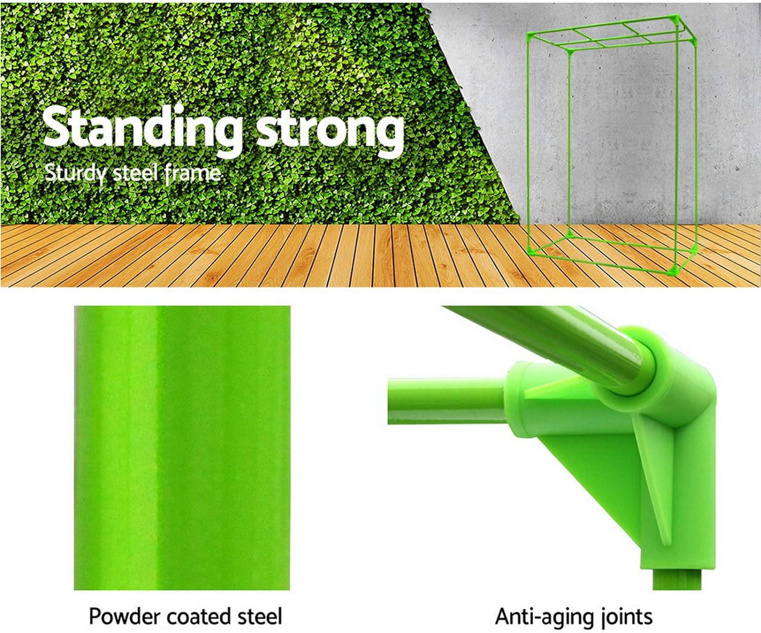 Green Fingers Grow Tent 90 X 50 X 160Cm Hydroponics Growing System Indoor Greenhouse Hydroponic Indoor Plant Kits,600D Oxford Cloth Black Exterior and Steel Frame Highly Reflective Inside image number 3