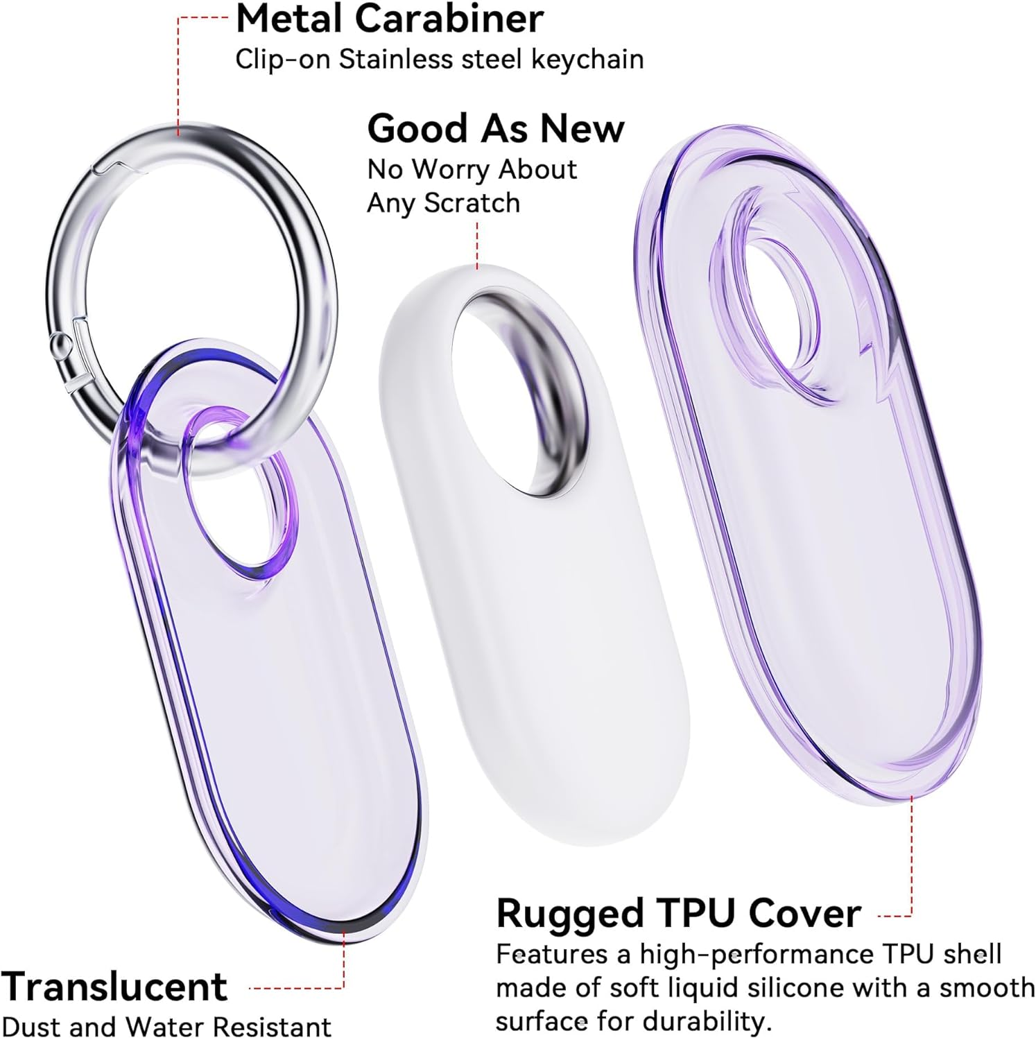 Compatible with Samsung Smart Tag 2 Case 4 Pack with Keychain, Clear TPU Scratch and Shock Resistant, Easy to Install, for Luggage, Keys, Dog Collar for Smart Tag 2 Case