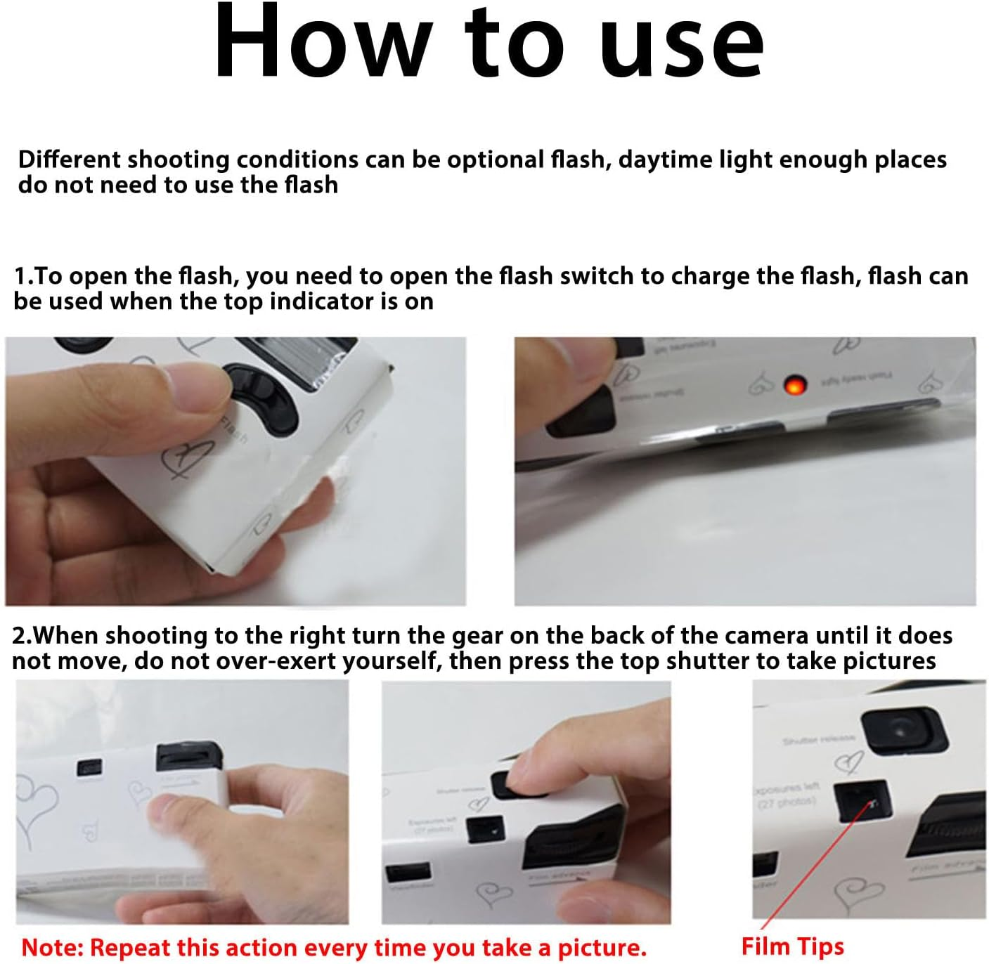 Disposable Camera for Wedding, Retro Disposable Film Camera, Single Use Camera Film Camera with Flash 27 35Mm Color Films for Anniversary Concert Travel image number 2