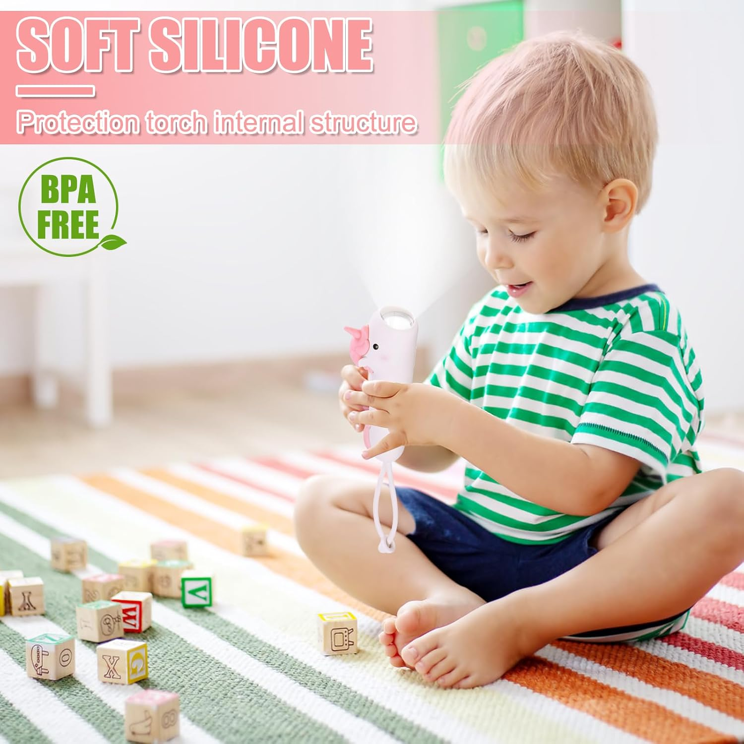 Yuragim Rechargeable Torch, Unicorn LED Children'S Torch, High Lumen & Dimmable & Strobe 3 Modes Torch Rechargeable Silicone Torch for Children Camping, Hiking, Emergencies, Outdoor image number 6