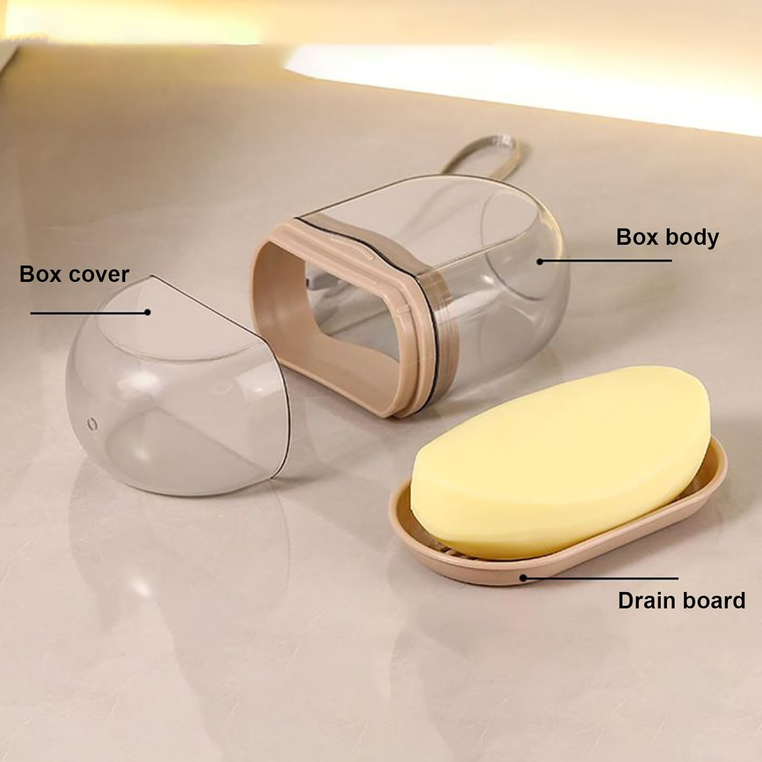 Qkbuza Soap Bar Travel Case, Leakproof Drainage Travel Bar Soap Holder, Transparent Bathroom Holders and Dispensers for Camping Gym Shower Bath Traveling Carry Solid image number 3