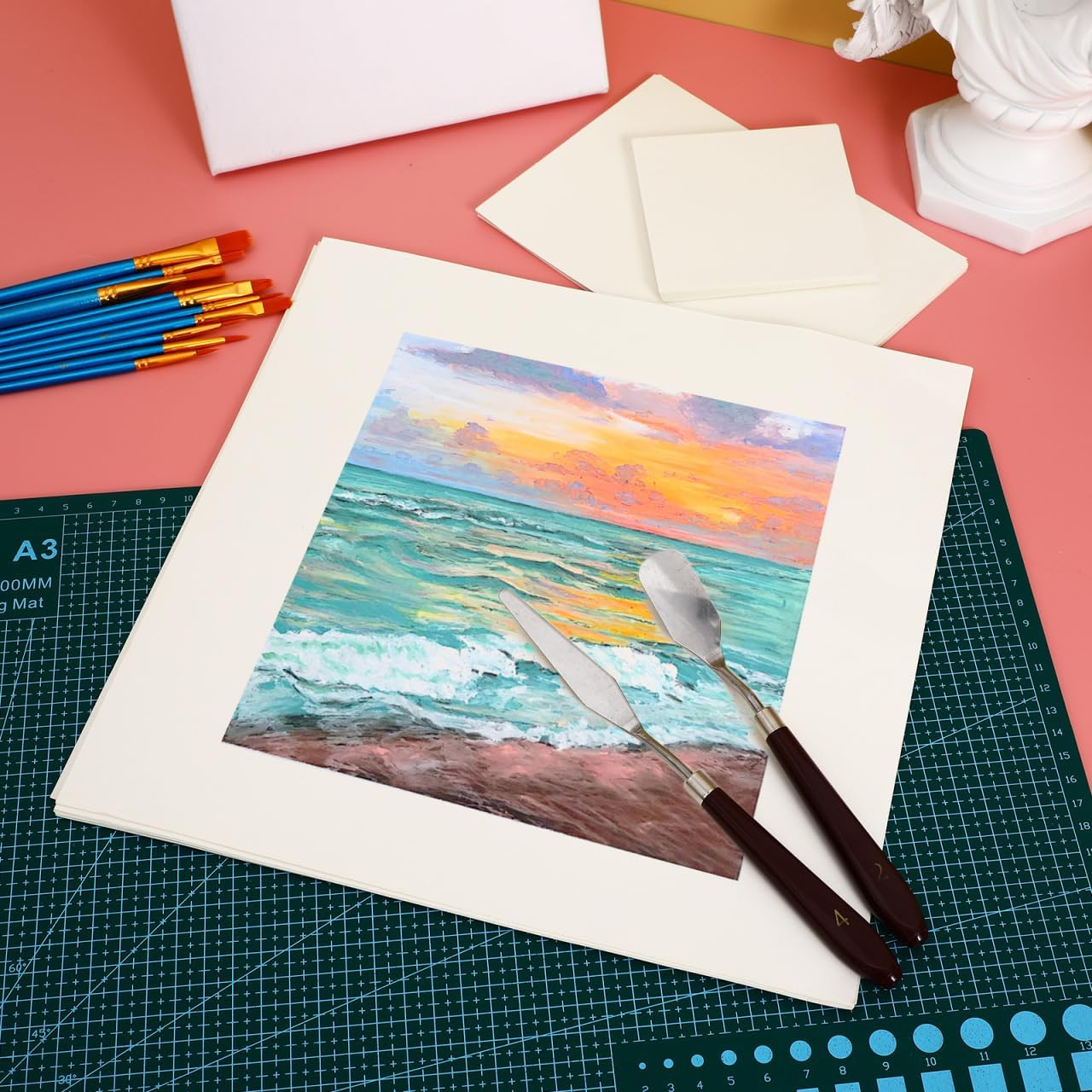 Kisangel 55Sheets Oil Painting Paper Pack Various Thick and Sturdy Artist Drawing Paper for Watercolor Acrylics and Pastels Loose for Easy Handling and Versatile Use image number 6