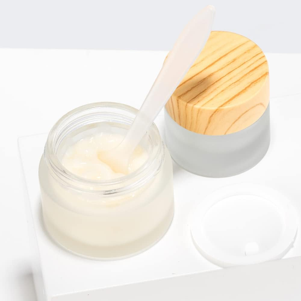 Wocpvm 20 Ml Cream Container Empty Glass Jar Matte Clear Glass Jar Ointment Jar Clear Glass Cosmetic Jar Clear Jar with Cream Spoon and Liner for Cream, Cosmetics, Lotion (Pack of 6) image number 5