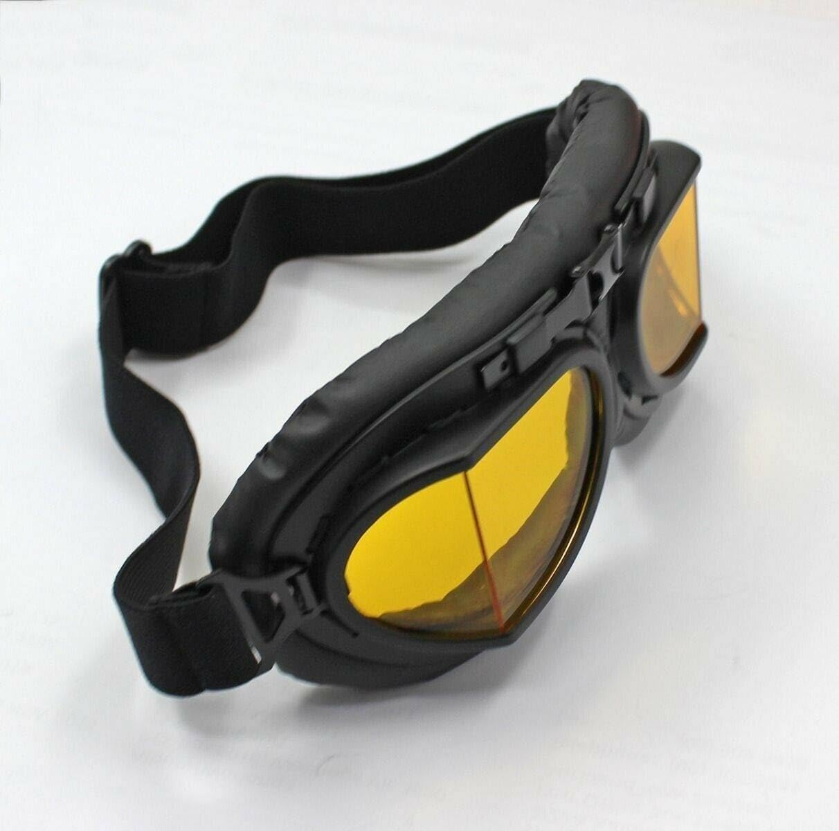 TDR Vintage Aviator Pilot GOGGLES - Vintage Protective Gear for Skiing, Motorcycle and Scooter, Adjustable UV Protection Anti-Fog Safety Goggles for Adults and Teens, Multiple Colours (Yellow Lens) image number 5