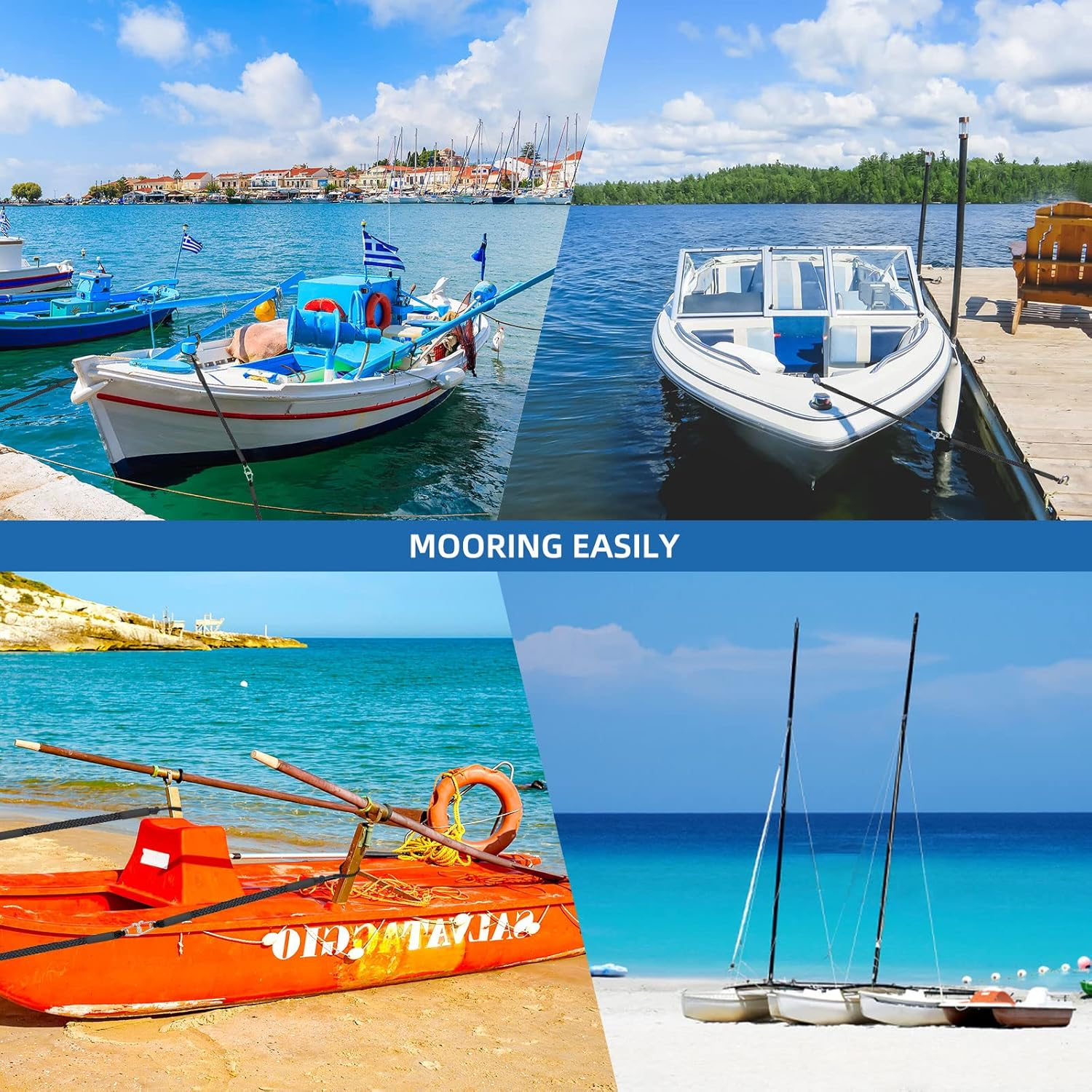 4 Pack Bungee Boat Dock Lines Mooring Rope Bungee Shock Cords Docking Rope Clip for Pwc,Jet Ski,Pontoon,Kayak,Canoe,Power Boat,Watercraft 4 Feet - Black image number 6