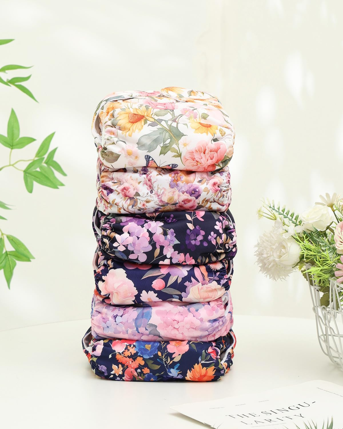 ALVABABY Baby Cloth Diapers 6 Pack with 12 Inserts Cloth Diaper Covers Adjustable Washable Reusable for Baby Girls Boys 6DM115-AU - Color 120 image number 5