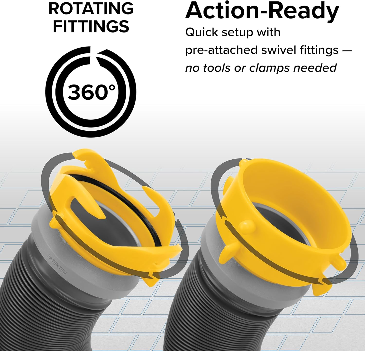 Camco 39666 Deluxe 20' Sewer Hose Kit with Swivel Fittings and Wye Connector - Ready to Use Kit Complete with Sewer Wye and Elbow Fittings, Hoses, and Storage Caps image number 1