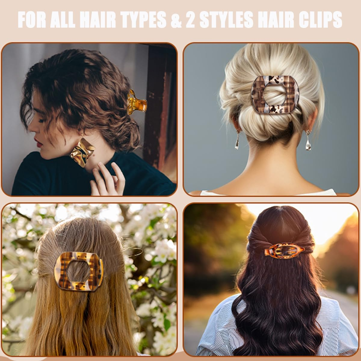 Women'S Hair Clip, Pack of 8, Flat Hair Clip, Claw Clip, Strong Hold & Non-Slip, Large Flat Claw Clip, Hair Clip for Inserting for Thick and Thin Hair image number 1