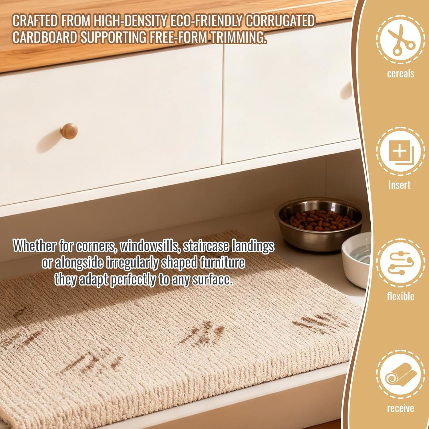 Cat Scratching Mats,200X40 Cm Trimmable Self Adhesive Furniture Protector,Cat Scratch Pad DIY Decorative Cat Tree,Protect Carpets and Sofas image number 2