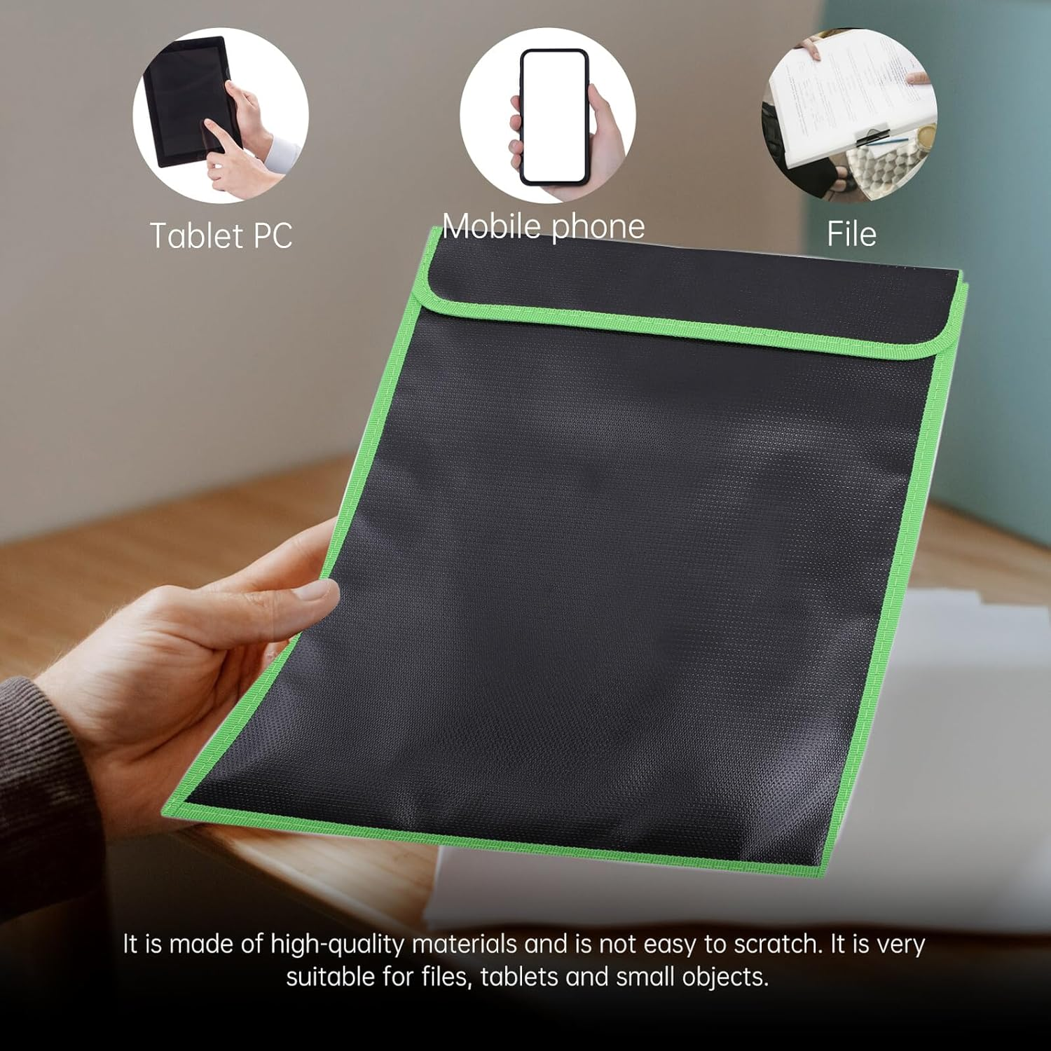 VILLCASE Fireproof File Storage Pouch Portable Document Holder Fiberglass Cloth Safety Bag for Passports Cash Certificates image number 5