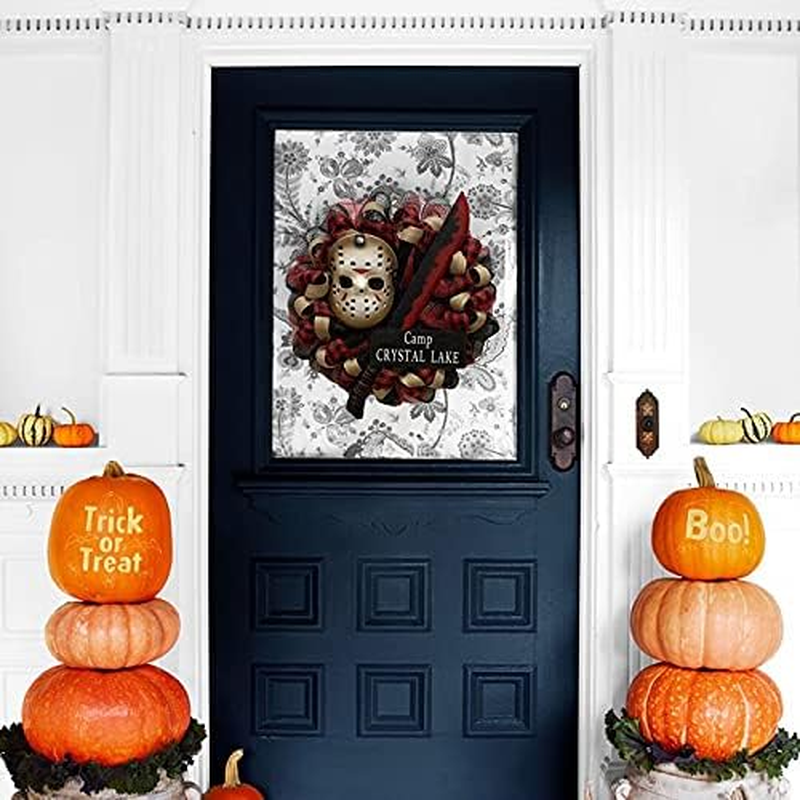 Halloween Horror Clown Face Cover Wreath, Reusable Horrible Face Cover Wreath Front Door Decoration Halloween Props Festival Party Decor for Home/1037 (Size : B) image number 3