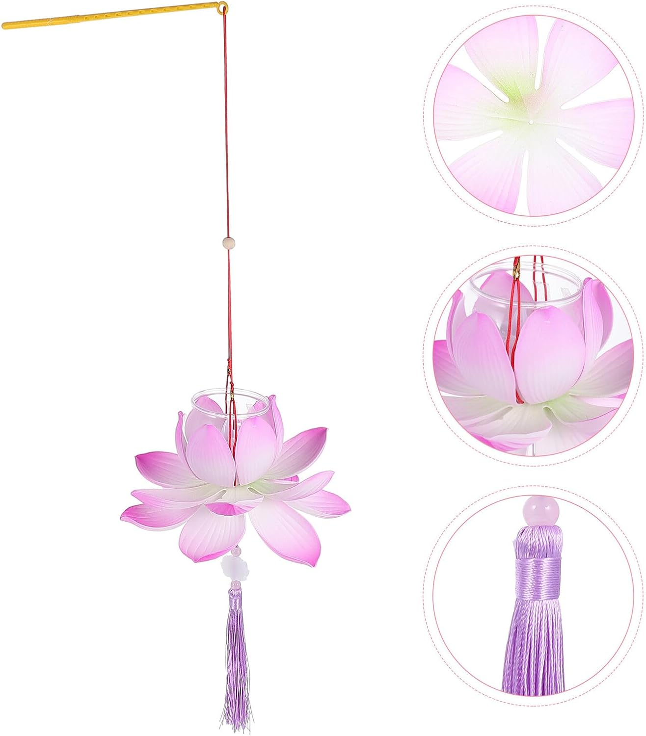 SHOWERORO DIY Lotus Handheld Lantern Kit Purple Small, Festival Party Lantern Pendant, Craft Supplies for Mid-Autumn and Holiday Decorations image number 5