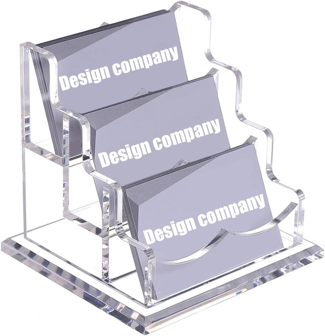 Acrylic Business Card Holder Desk, Clear Desktop Business Card Display Stand with Thick Base, Name Card Organizer Case for Office Exhibition, 3 Slots, 1 Pack image number 4