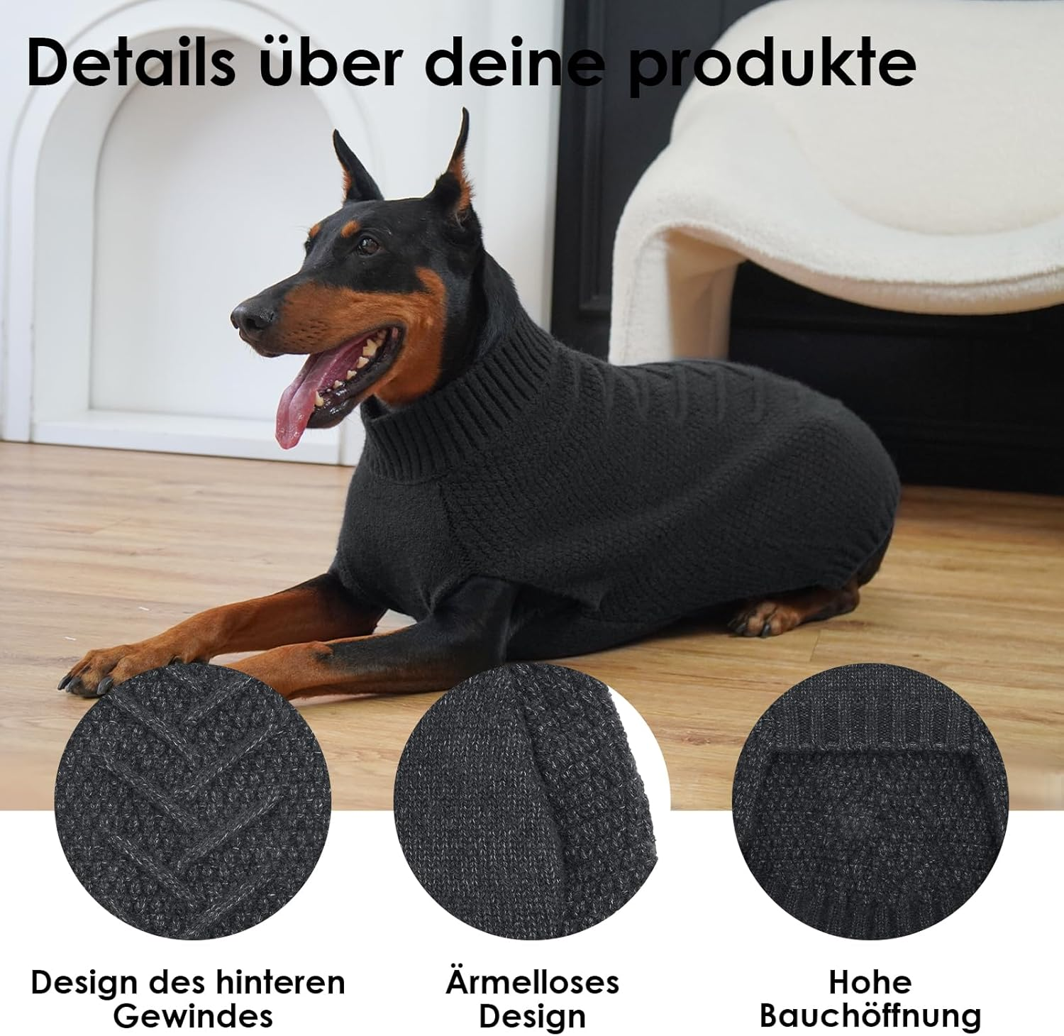 Katzinst Dog Jumper, Knitwear, Dog Clothes, Warm Dog Clothes for Medium and Large Dogs, Jumper Pet Coat for Cold Winter, Warm Winter Clothing for Labrador - (M-4XL)