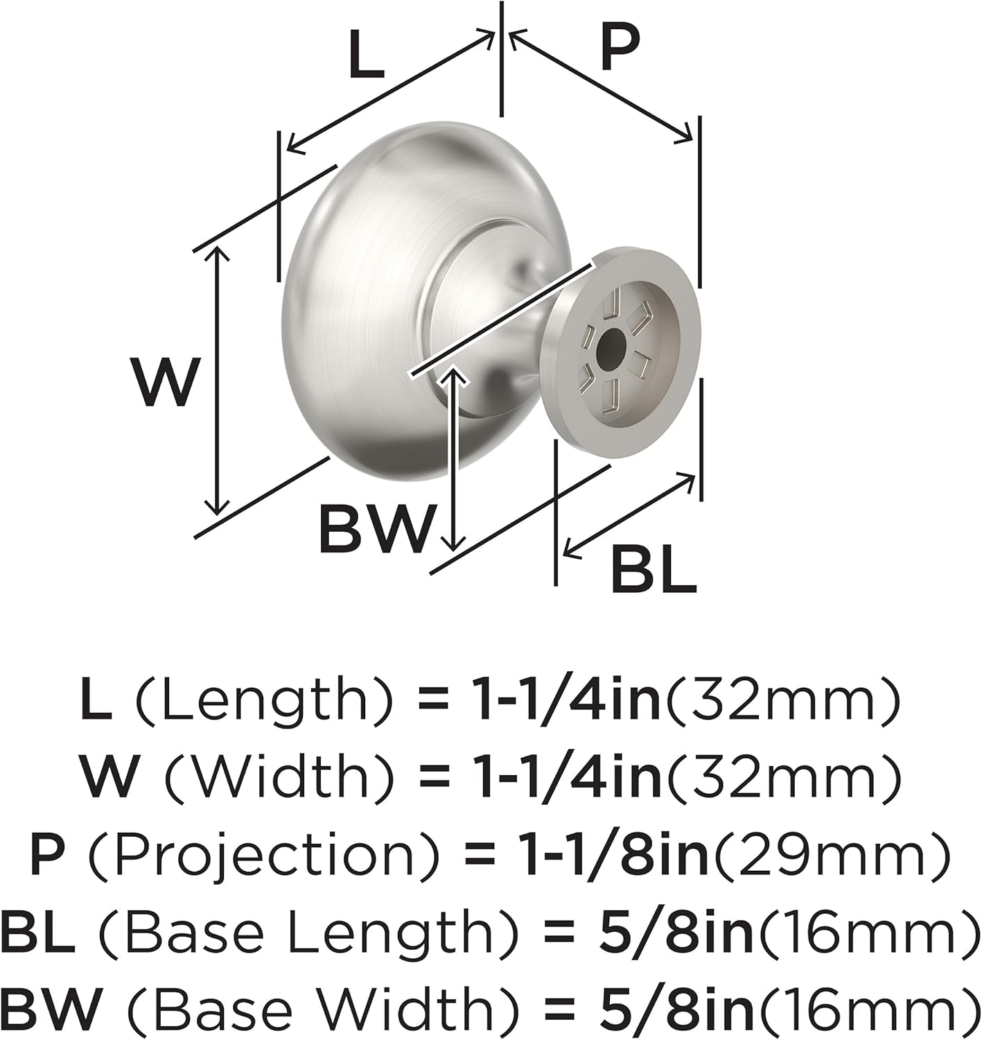 Amerock1913658Allison Valueallison Value 1-1/4 in (32 Mm) Diameter Satin Nickel Cabinet Knob - 25 Pack,Satin Nickel image number 3