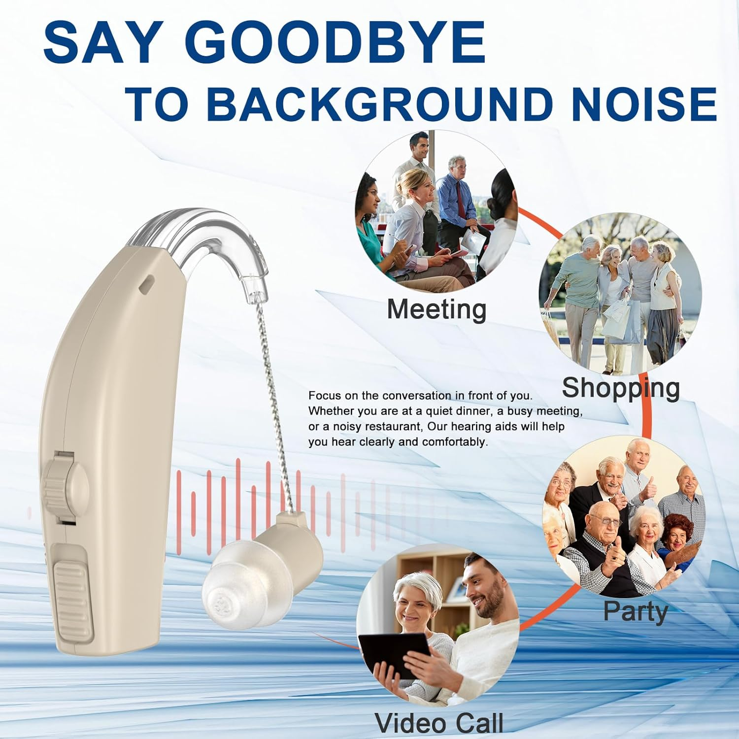 Hearing Aids, Digital Hearing Aids for Seniors with Noise Cancelling, Rechargeable Hearing Amplifier with Volume Control, Hearing Assist Hearing Loss Devices with Charging Case (Beige)