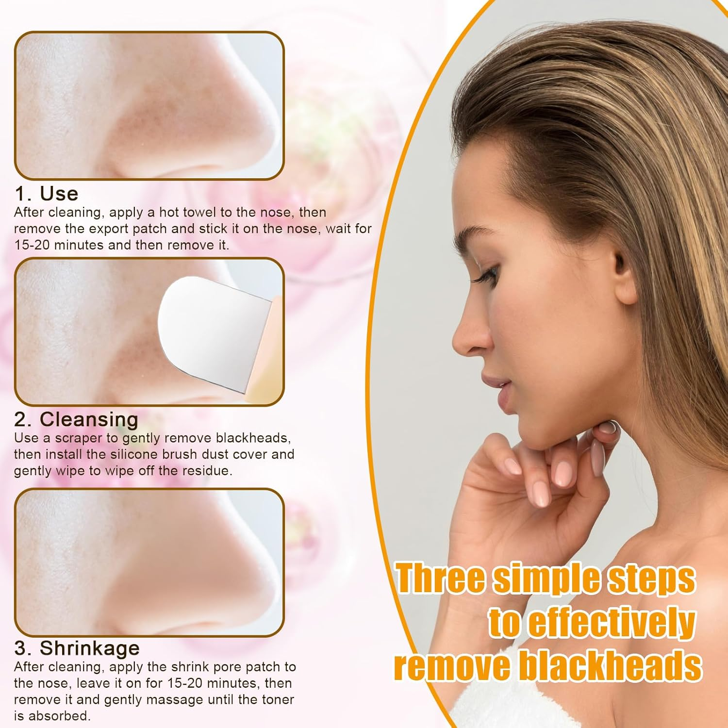 Blackhead Remover Tool, Silicone Stainless Steel Black Head Remover for Nose Deep Clean Blackhead Extractor Face Scraper Tool for Women (Yellow) image number 4