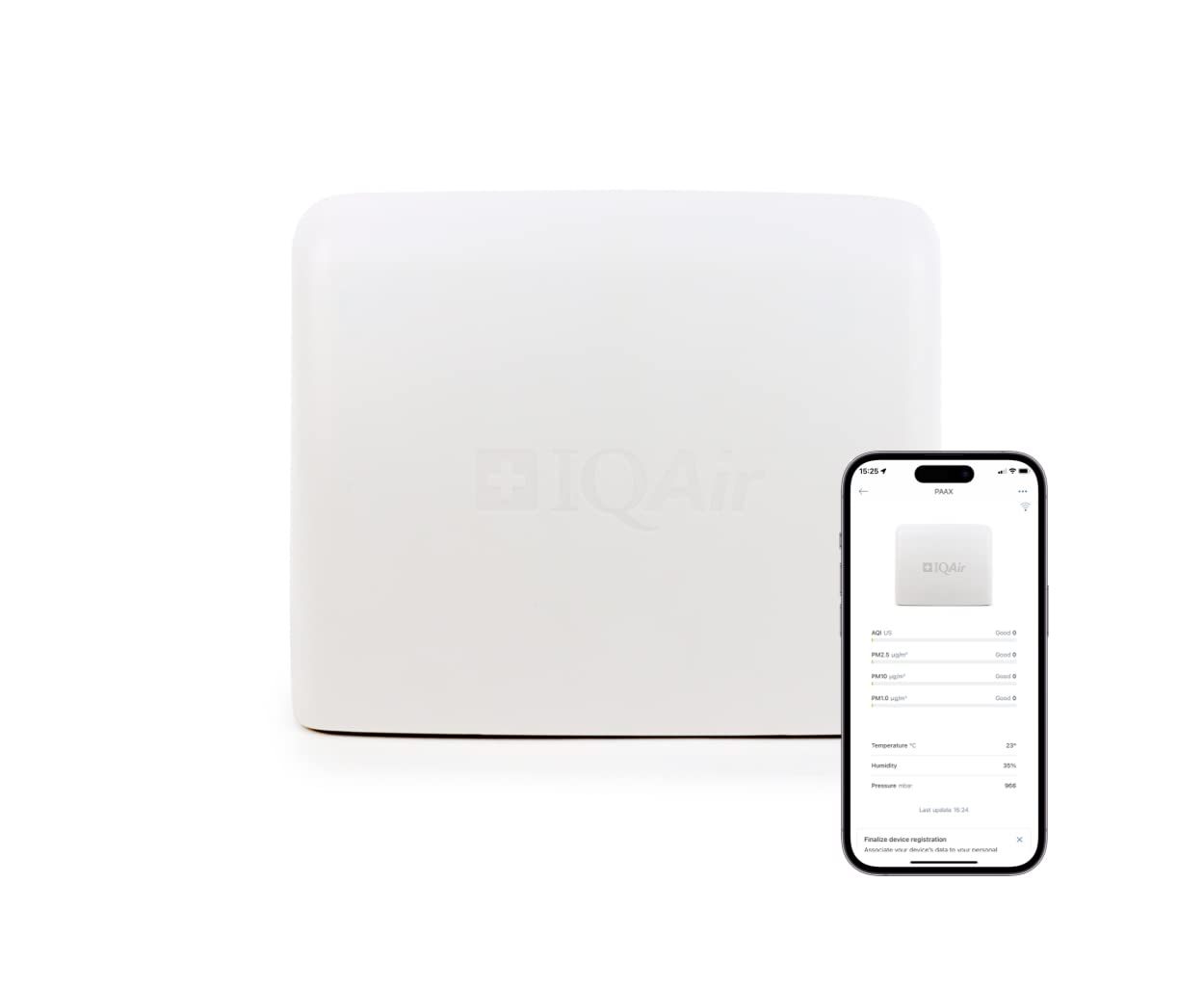 Iqair Airvisual Outdoo Air Quality Monitor, Detects Pm1, Pm2.5, Pm10, Co2, Temperature, Humidity, Pressure; Modular Sensor Design, Wi-Fi, LAN, German Made (Pack of 1) White